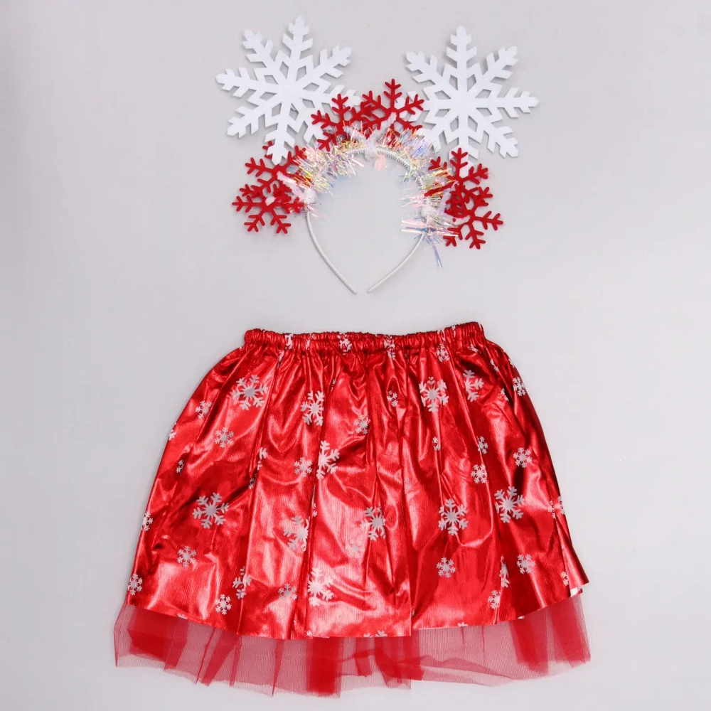 Карнавальный костюм «Снежинка» (юбка,ободок), Красный