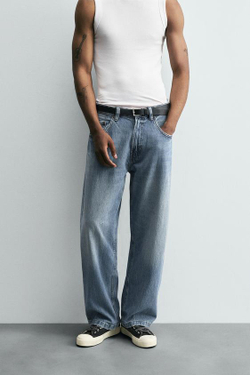 ZARA ДЖИНСЫ BAGGY FIT, ВЫЦВЕТШИЙ СИНИЙ