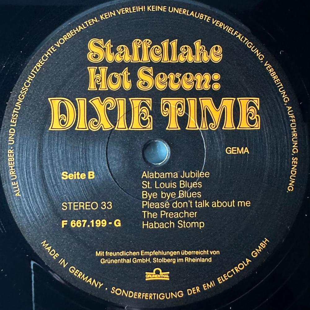 Staffellake Hot Seven ‎– Dixie Time (Германия 1988г.)