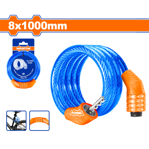 Велосипедный замок 8х1000 мм (12/36) WADFOW WBK2108