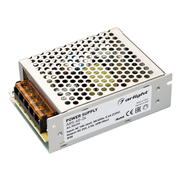 Блок питания Arlight ARS-60 24V 60W IP20 2,5A 026153