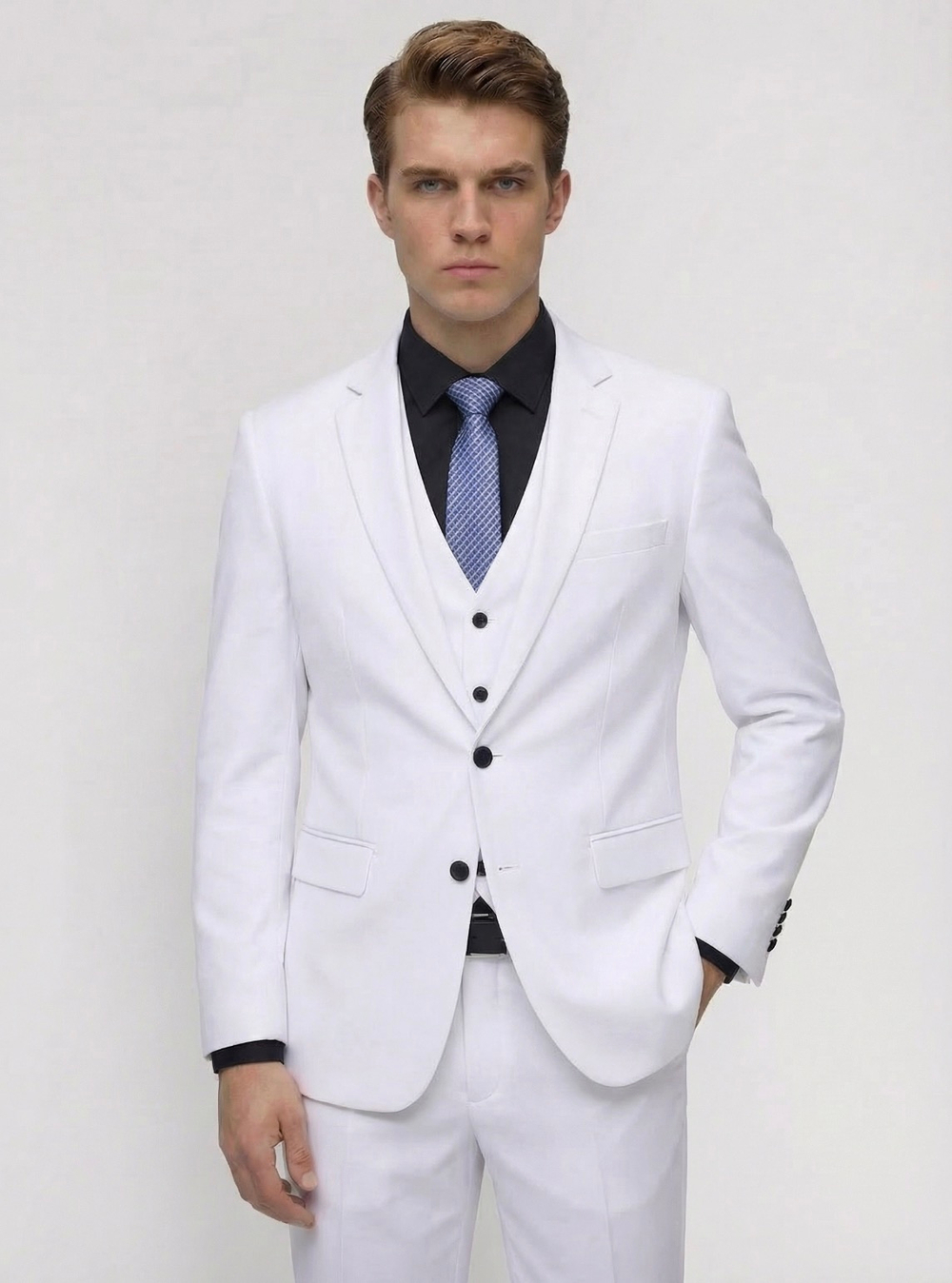 Мужской костюм тройка (белый) А85