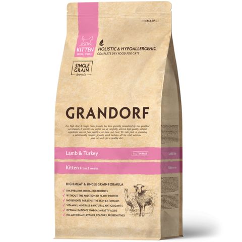 Grandorf сухой корм для котят (ягненок с индейкой) 400 г