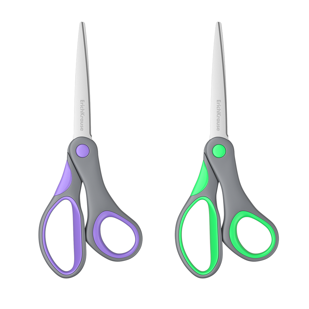 Ножницы канцелярские, Erich Krause, 18 см., "Comfort" пластиковые ручки, европодвес