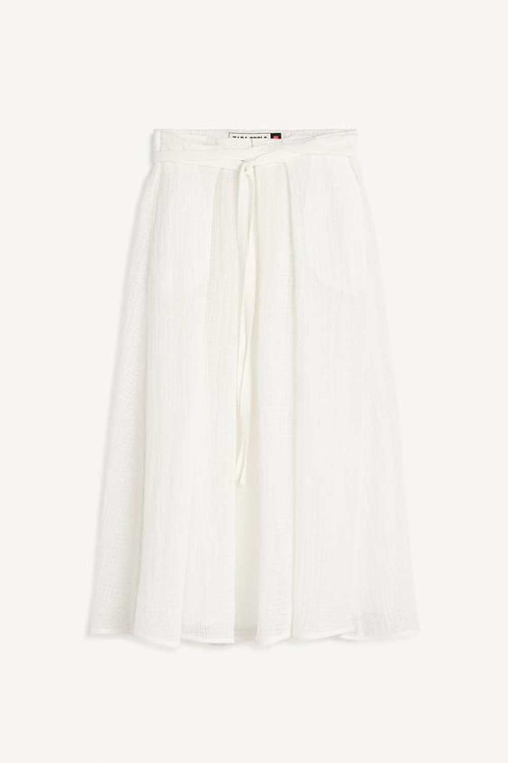 ZARA ЮБКА МИДИ СО СРЕДНЕЙ ТАЛИЕЙ, ЖЕЛТОВАТО-БЕЛЫЙ