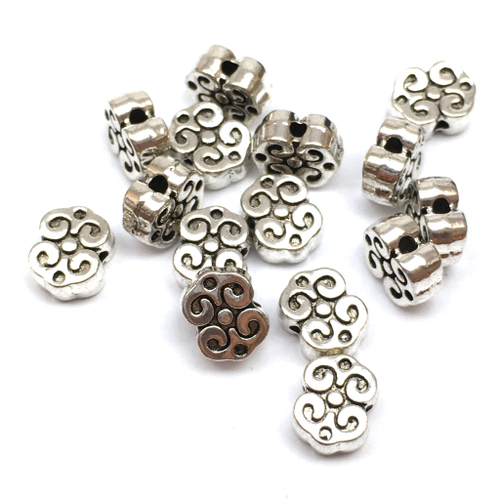 Бусины "Узор" 7х5 мм (10 шт), под серебро