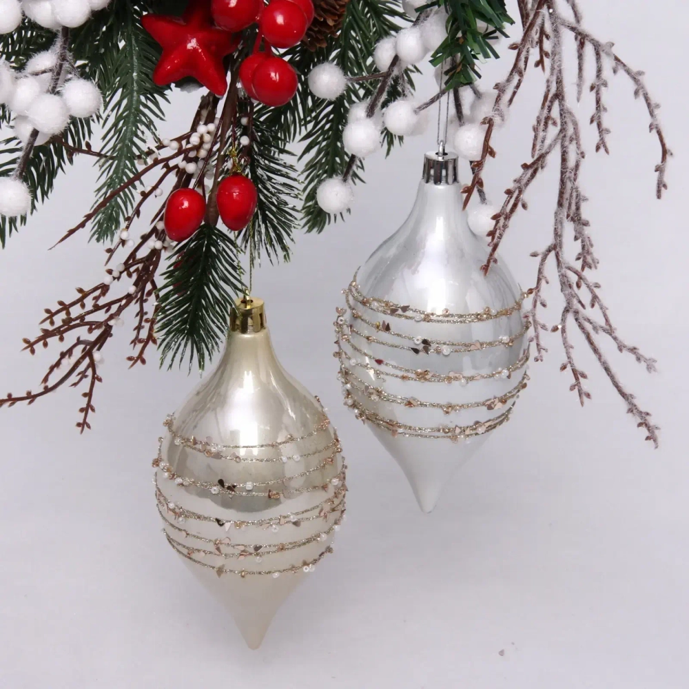 Набор украшений SHINE «Star Thread» 13,8х6,5 см (2 шт.), light champagne/silver