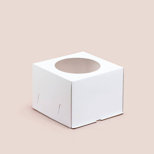 Коробка 240*240*180 мм для торта с окном, хром-эрзац