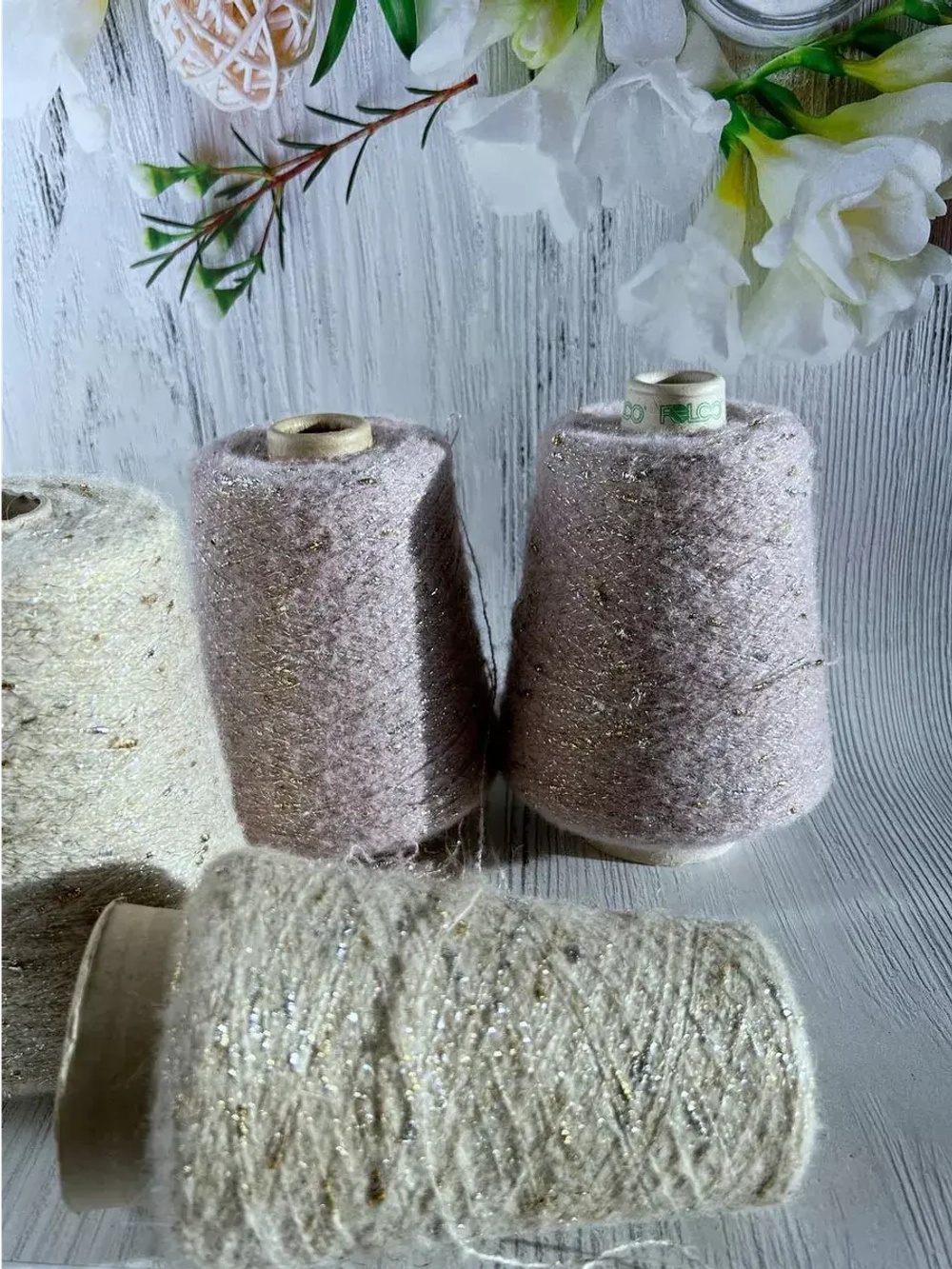 Пряжа для вязания с Мохер с люрексом Люмия