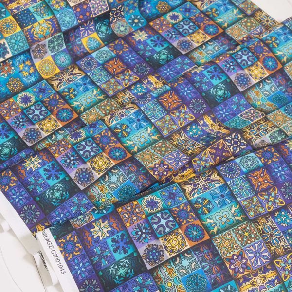 МОЗАИКА ЛИЛОВЫЙ С БИРЮЗОЙ 100% хлопок David Textiles 4