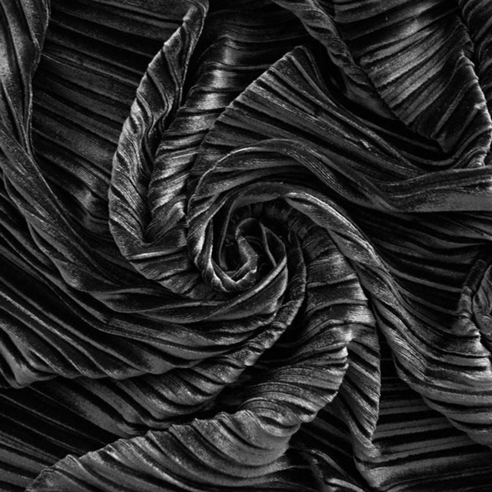 Бархат плиссе, 310 гр/м2, 100 % п/э, 150 см, чёрный