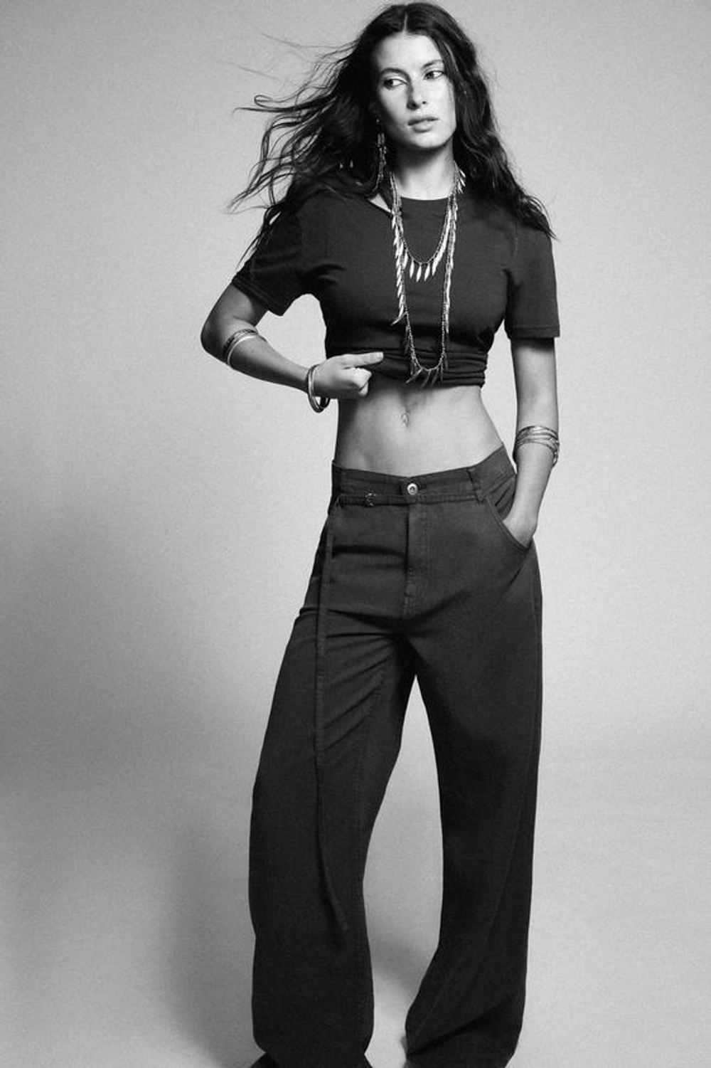 ZARA СТРУЯЩИЕСЯ БРЮКИ С РЕМНЕМ, ТЕРРАКОТОВЫЙ