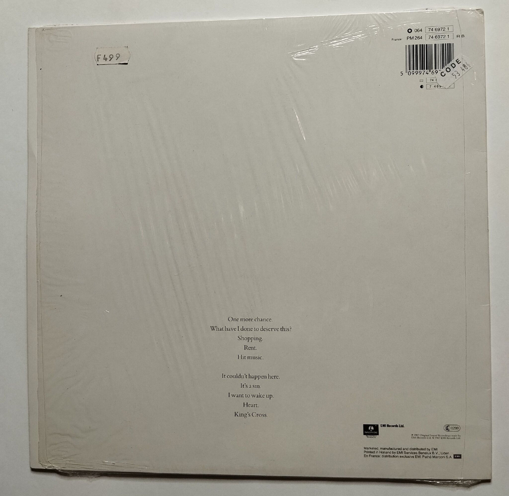 Винтажная виниловая пластинка LP Pet Shop Boys Actually (Holland 1987)