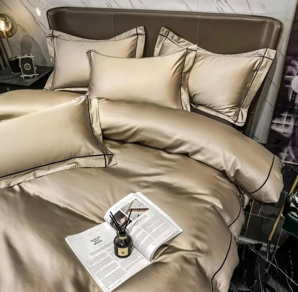 ZEPHYR HOME КПБ Двуспалка ЕВРО Мако-Сатин 100s Бронза