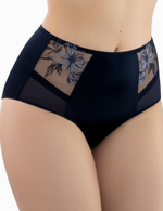 Трусы-макси с нежной цветочной вышивкой (Размер: 50) (Цвет: черный)