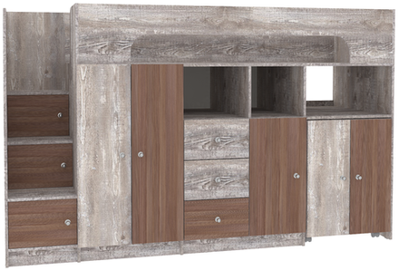 Кровать-чердак КарИВи Астра 11 Бетон Бодего Темный