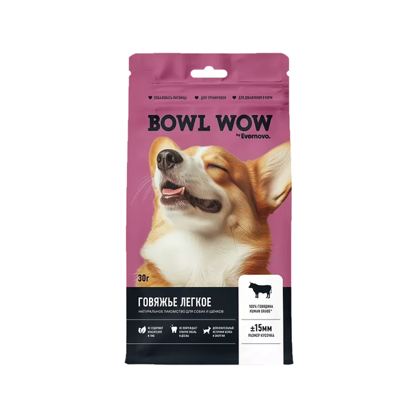 Лакомство BOWL WOW для собак: легкое говяжье
