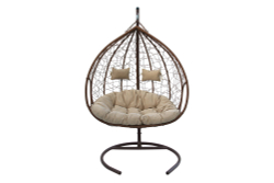 Кресло подвесное двойное Феникс арт.CN3423-МТКОР (стойка+осн.КОРИЧ,корзн.кор..,подуш.беже.3уп. (M))