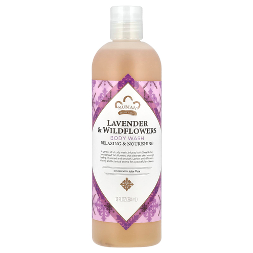 Nubian Heritage, Гель для душа, лаванда и дикие цветы, 13 жидких унций (384 мл)