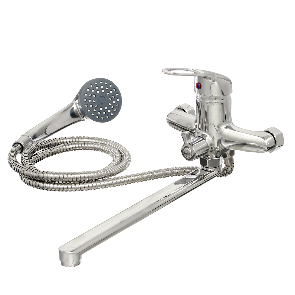 67-0-716 Смеситель эконом однорычаж, для ванны, девиатор, настенный, керам.картридж 40мм