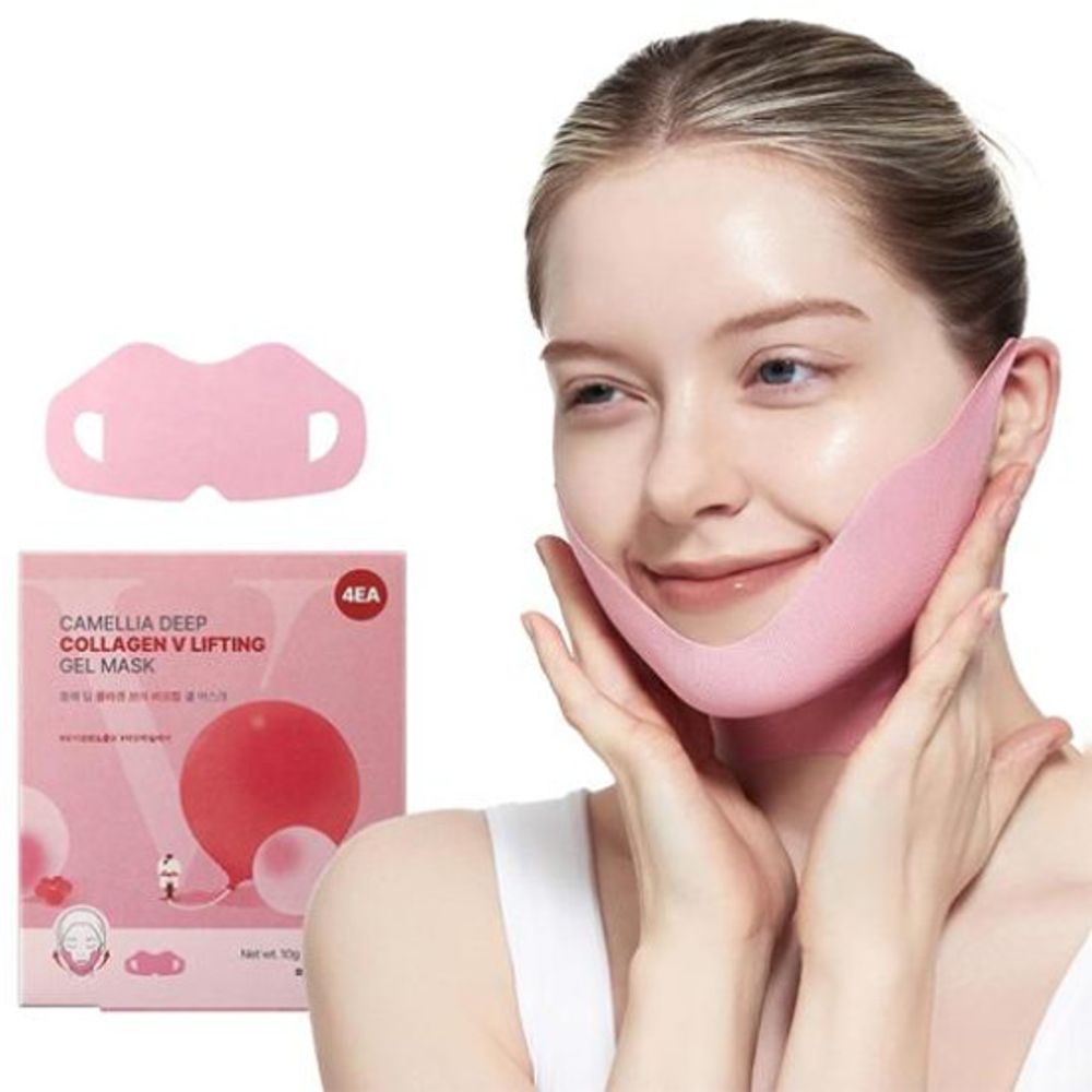 Лифтинг-маска для V-зоны с коллагеном Round Lab Camellia Deep Collagen V Lifting Gel Mask