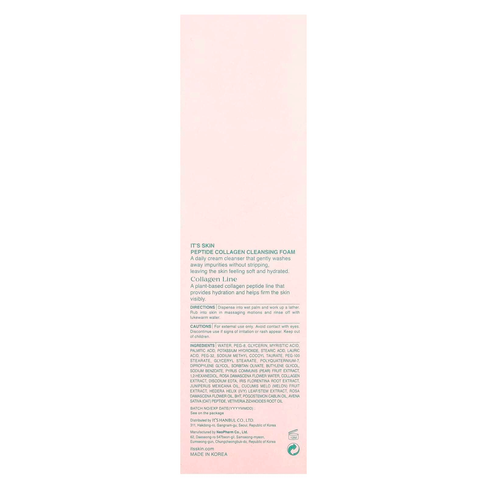 It's Skin, Очищающая пенка с пептидами и коллагеном, 150 мл (5,07 жидк. унц.)