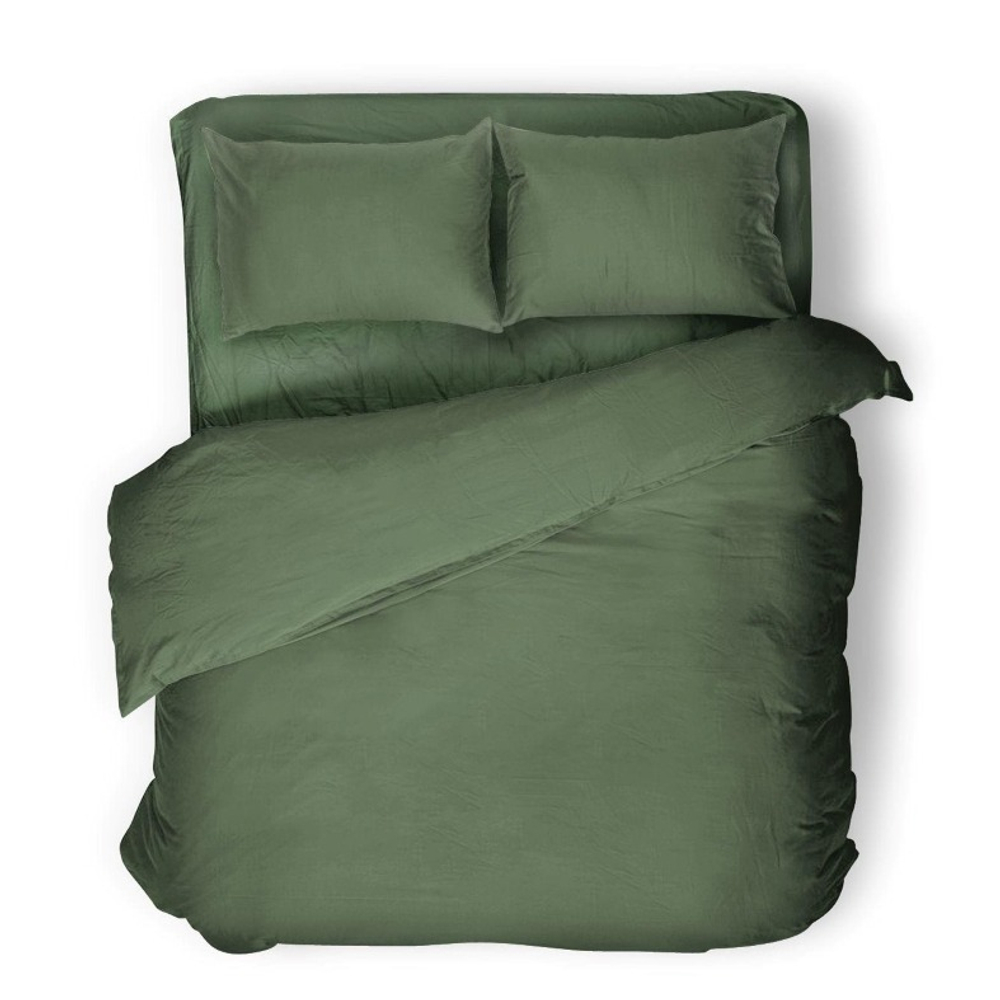 Комплект постельного белья 2 спальный Евро-стандарт SILK MOSS, хлопок-лён