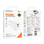 Сетевой адаптер питания BOROFONE BA83A PD 20W + QC 3.0 (белый)