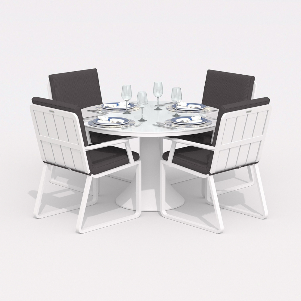 Стол круглый обеденный Ideal Patio ДИВА белый