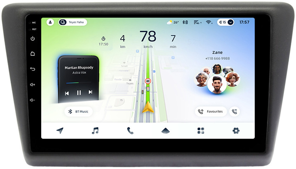 Магнитола для Skoda Rapid 1 2012-2020 (рамка тип 2) - Teyes CC4L монитор 9" IPS на Android 14, Snapdragon 662, CarPlay, 4G SIM-слот