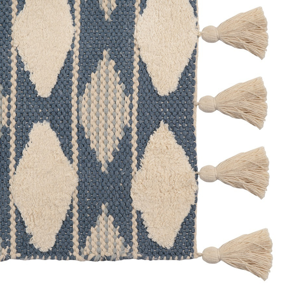 Ковер из хлопка синего цвета Argyle Ethnic 70х160 см