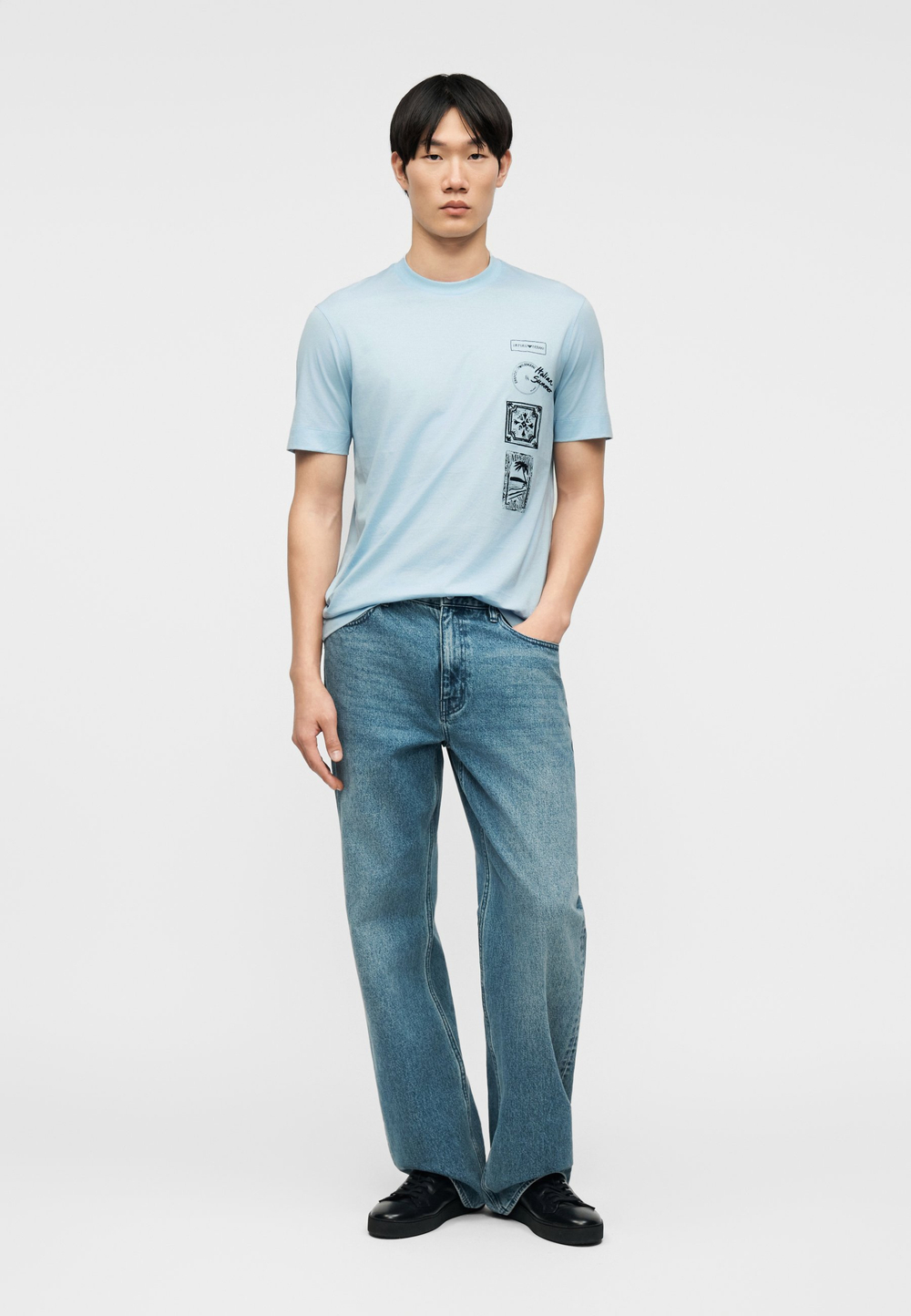 Emporio Armani Футболка с принтом - Голубой