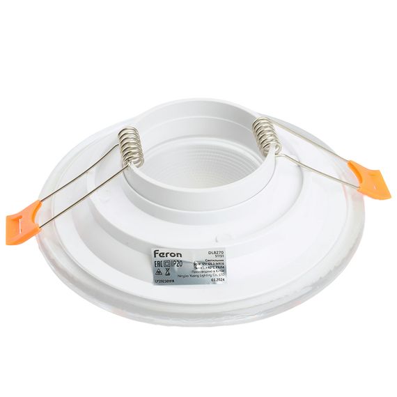 Светильник встраиваемый Feron DL8270 потолочный MR16 G5.3 прозрачный, белый 51151