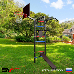 Уличная шведская стенка Sv Sport У444К (Турник-Рукоход/Брусья/Скамья/Щит баскет)