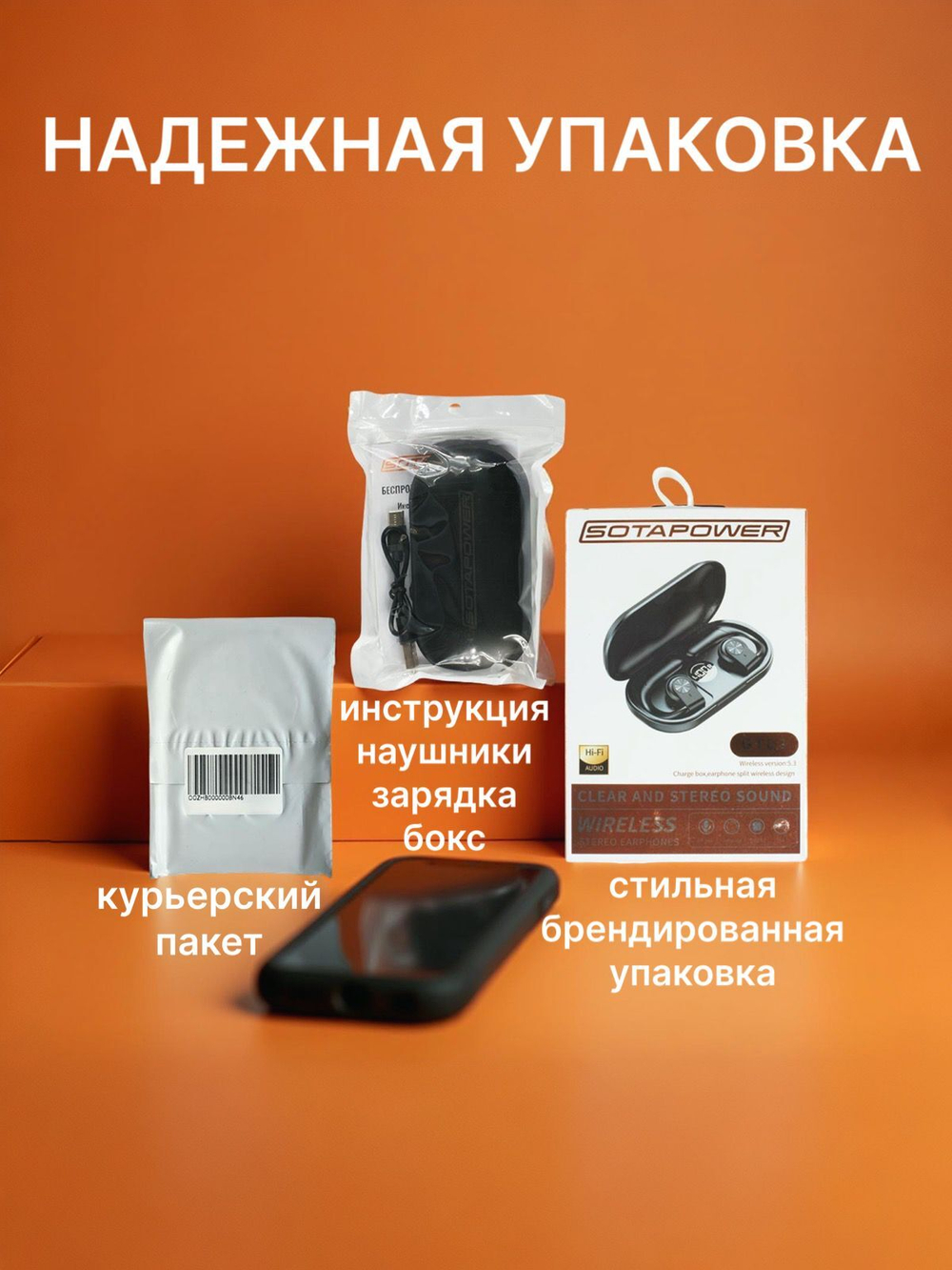 Наушники беспроводные с микрофоном, Bluetooth, белый