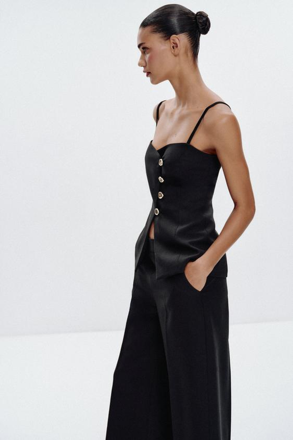 ZARA БРЮКИ-КЮЛОТЫ, ЧЕРНЫЙ