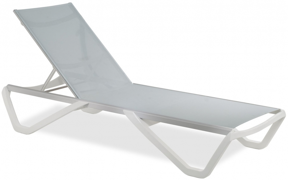 Шезлонг-лежак металлический Papatya Wave, белый, серый