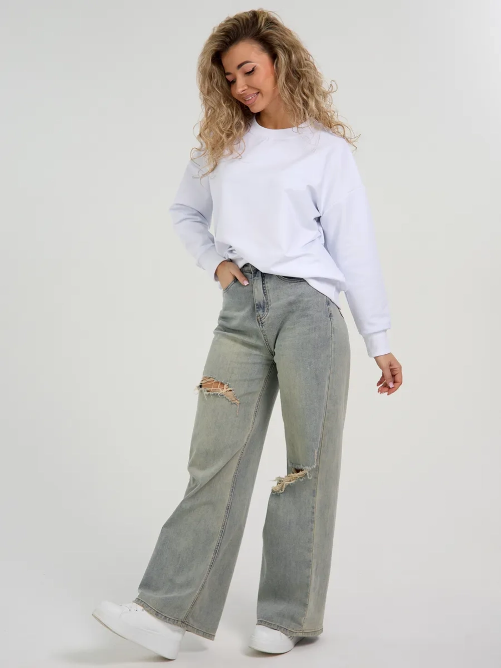 Кофта без начеса теплый больших размеров оверсайз свитшот