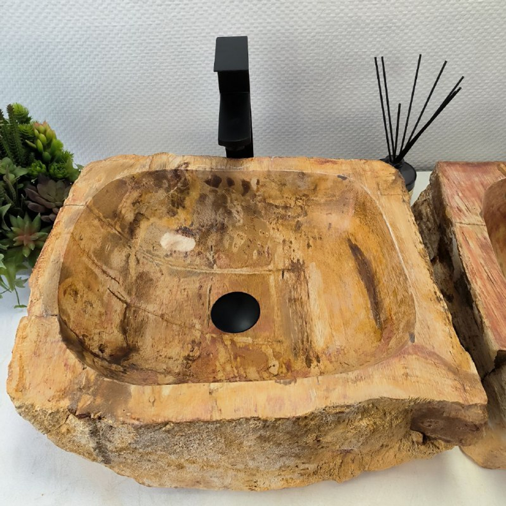 Раковина из окаменелого дерева OD-62447 47*42*15 2шт