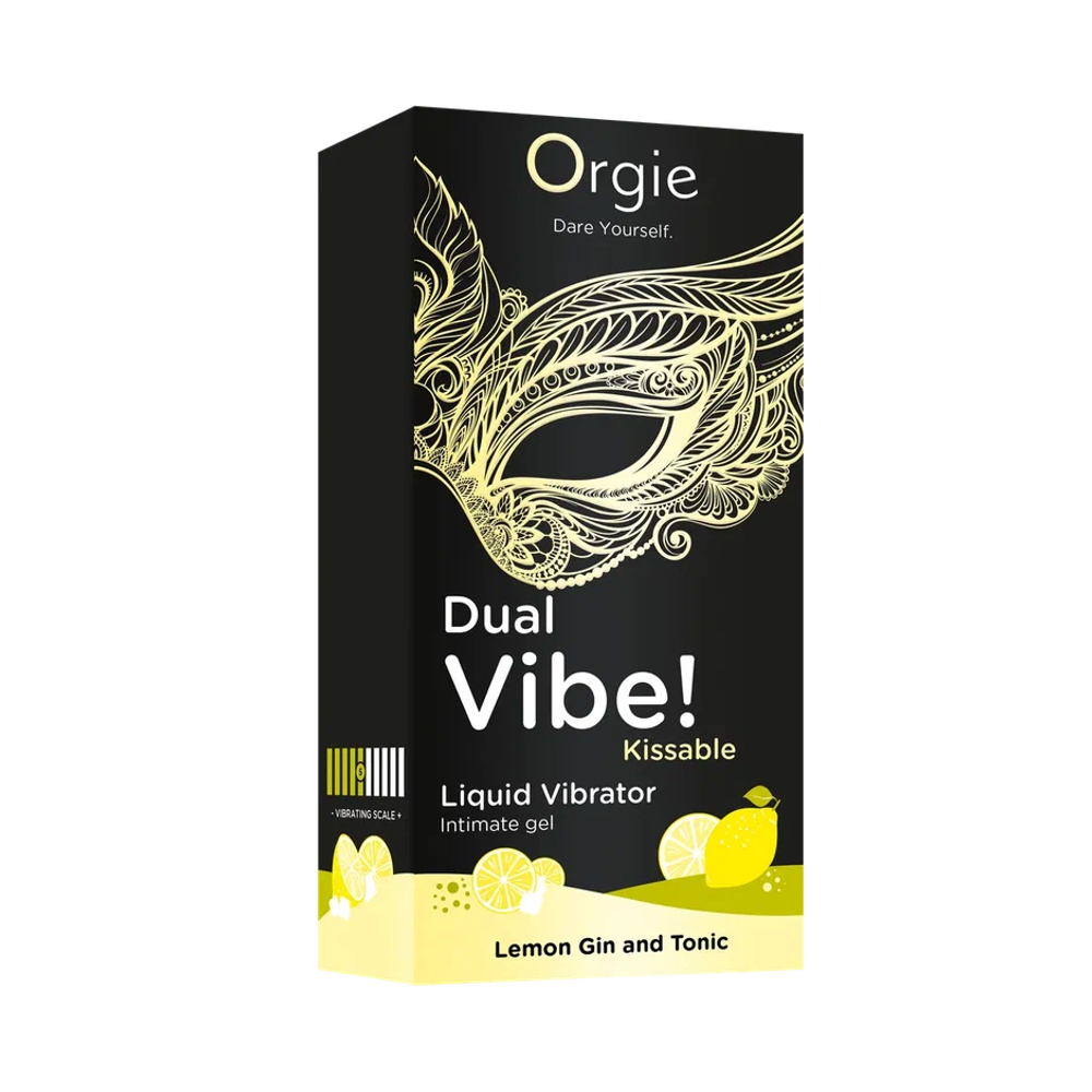 Съедобный гель с вибрацией Orgie DUAL VIBE! со вкусом коктейля LEMON GIN AND TONIC 15мл