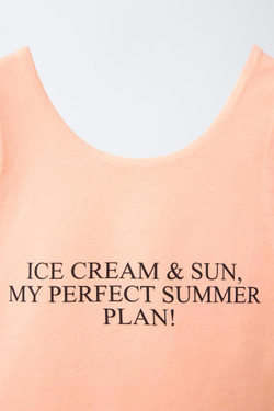 ZARA УКОРОЧЕННЫЙ ТОП С НАДПИСЬЮ, ОРАНЖЕВЫЙ