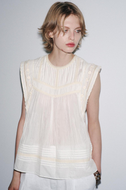 ZARA БЛУЗА С ВЫШИВКОЙ — ZW COLLECTION, ЭКРЮ