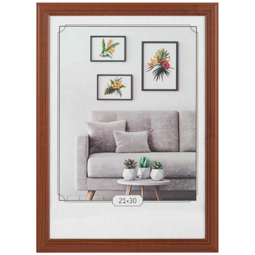 Фоторамка Image Art С22 МДФ универсальная 21х30 цвет красное дерево вставка прозрачный пластик