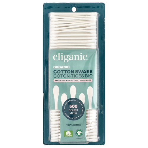 Cliganic, Органические ватные палочки, 500 бумажных палочек