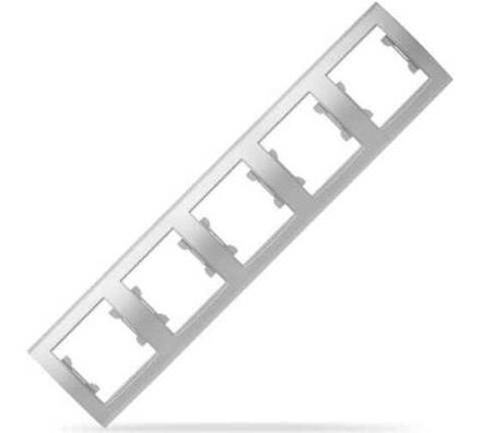 Рамка пятиместная горизонтальная "UNIVersal" серия "Бриллиант" серебро (еврослот) (HU2042)