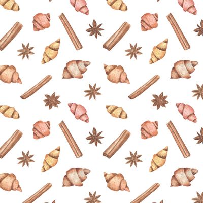 Круассаны и специи на белом