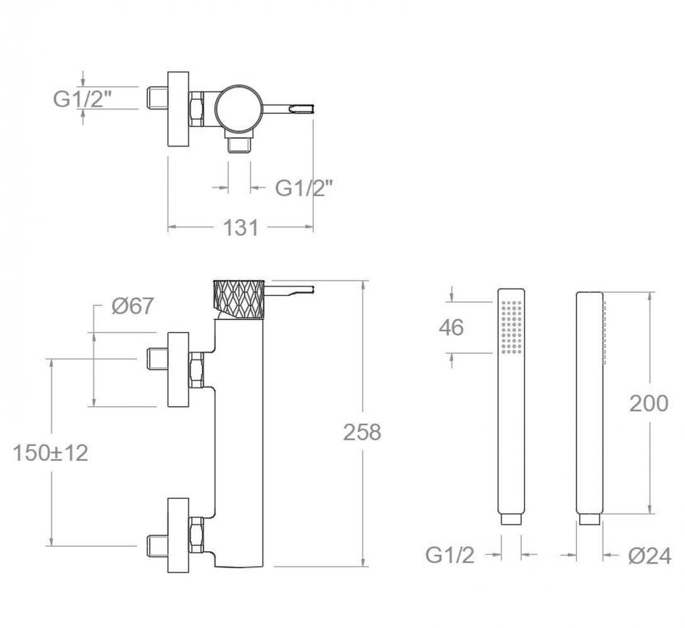 Смеситель для душа с душевым комплектом ODISEA JOYA 590801DOC золото