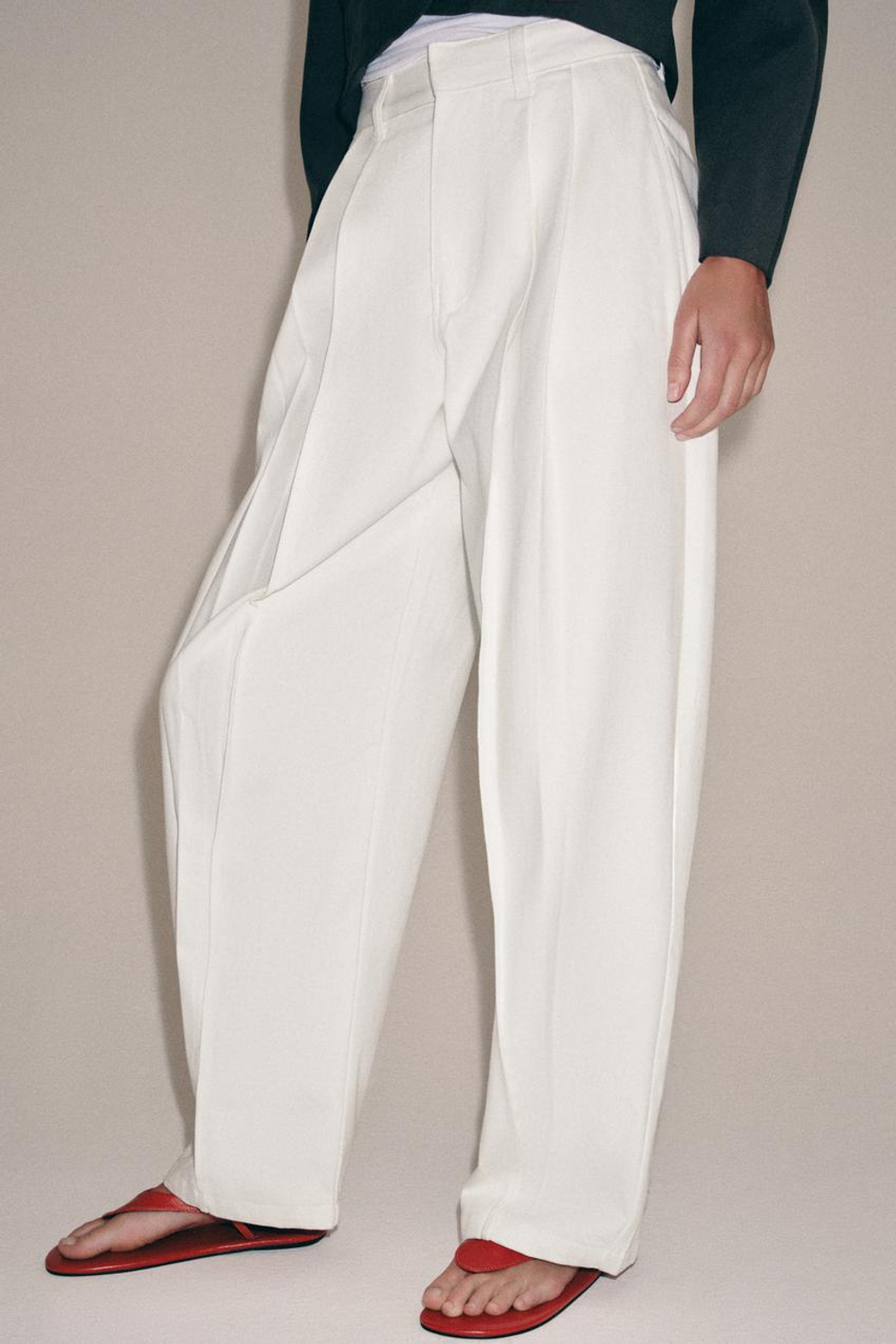ZARA БРЮКИ-BARREL — ZW COLLECTION, БЕЛЫЙ