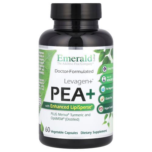 Emerald Laboratories, Levagen+® ПЭА+ с улучшенной LipiSperse®, 60 растительных капсул