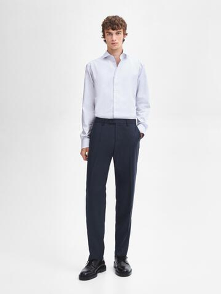 Massimo Dutti РУБАШКА ОБЛЕГАЮЩЕГО КРОЯ ИЗ ХЛОПКОВОГО ТВИЛА, НЕБЕСНО-ГОЛУБОЙ